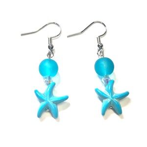 Handmade Turquoise Color Starfish Earrings Women Gift Summer Beach